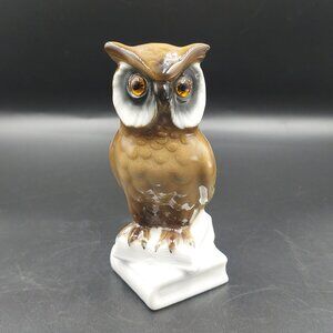 Vintage West Germany Hand Painted Porcelain Owl Figurine #5522/B